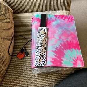 Tie-Dye Pink and Blue Notebook with Pen Holder
